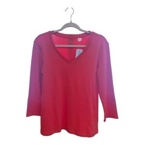 Chico’s Women's Coral V-Neck Top